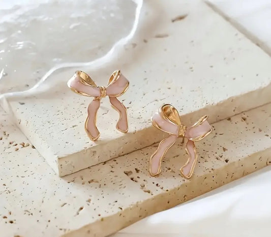 Pink Bow Earrings