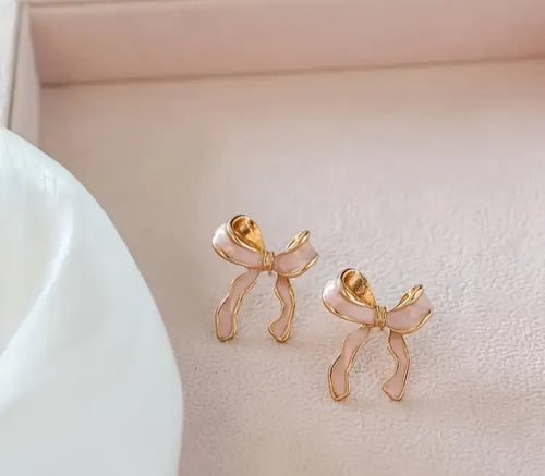Pink Bow Earrings