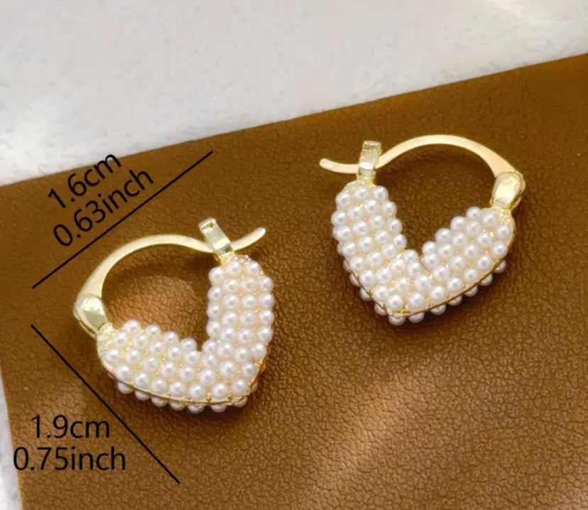 Pearl Heart Earrings