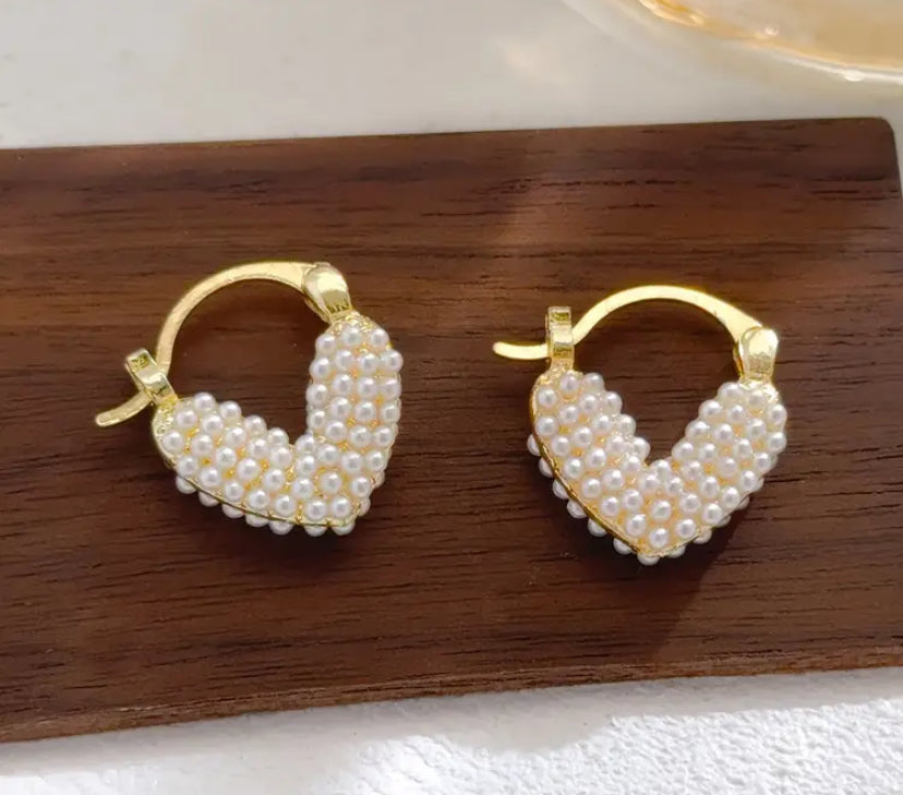 Pearl Heart Earrings
