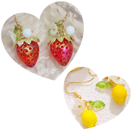Strawberry & Lemon Flower Earrings Bundle