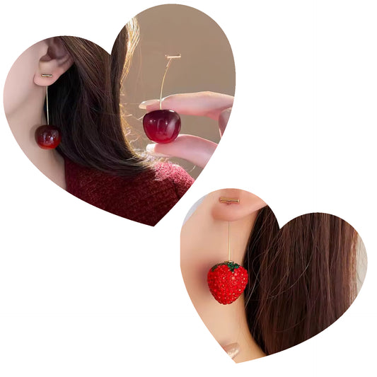 Cherry Drop & Strawberry Drop Earrings Bundle