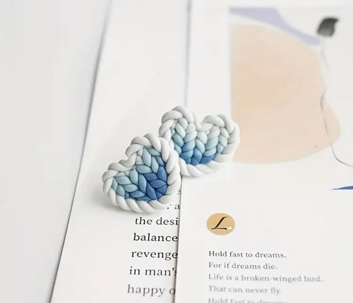 Blue Heart Weaved Earrings