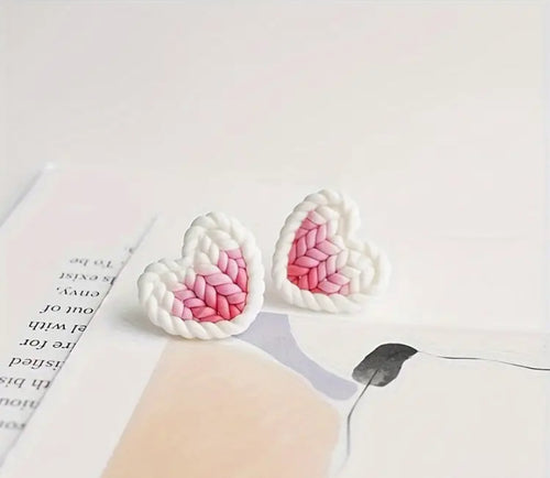 Pink Heart Weaved Earrings