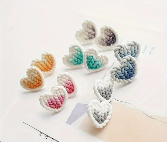 Pink Heart Weaved Earrings