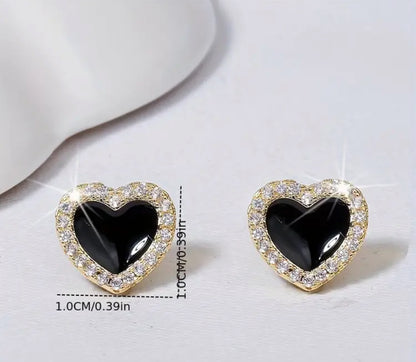 Black Zircon Heart Earrings
