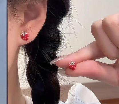 Zircon Strawberry Earrings