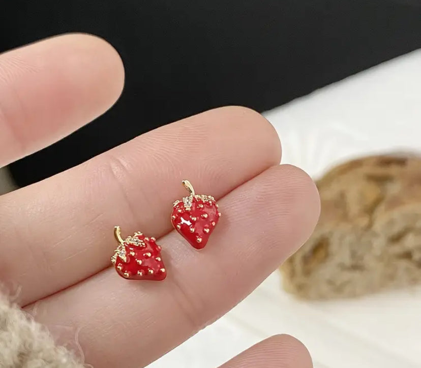 Zircon Strawberry Earrings