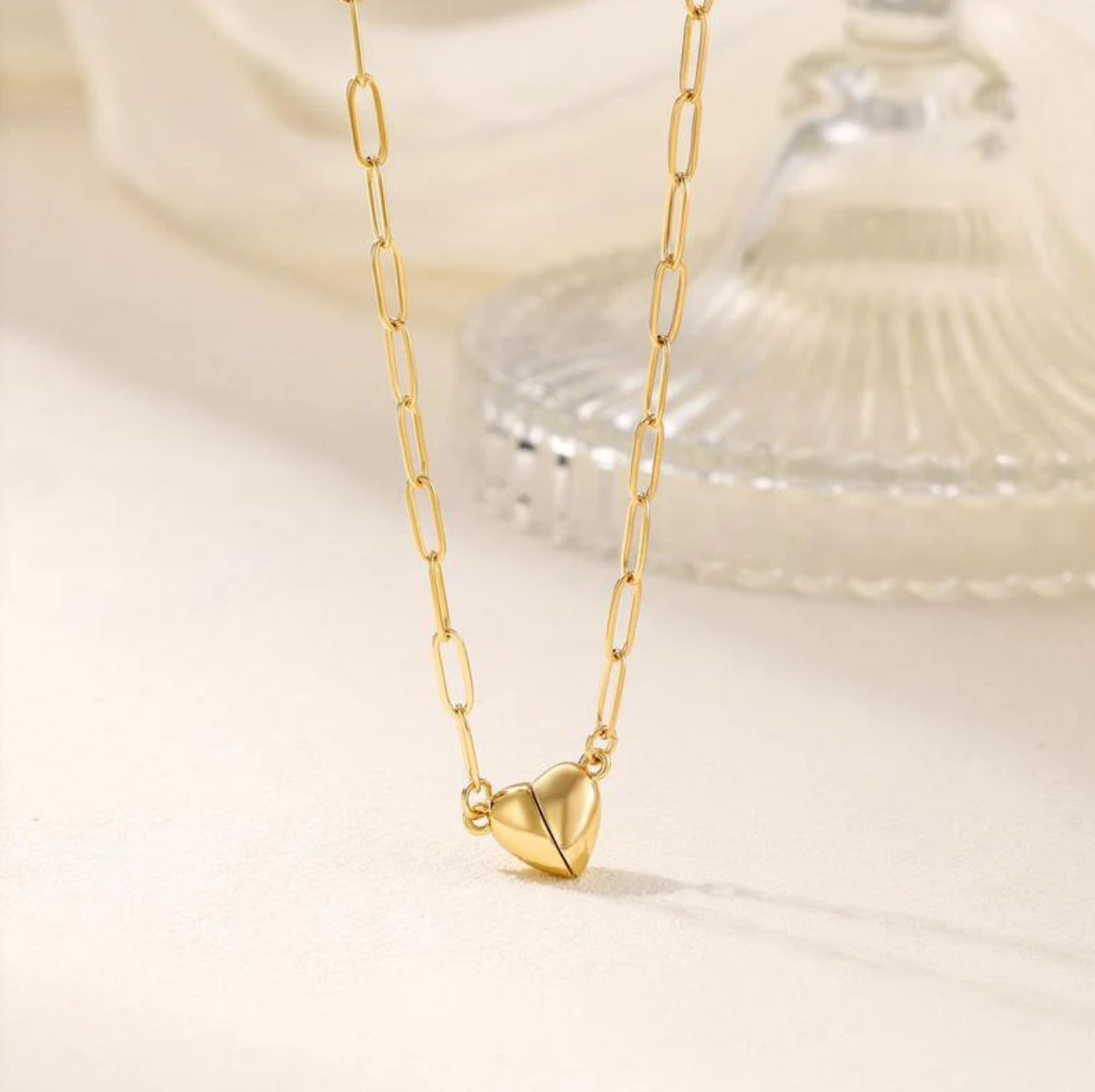Magnetic Love Heart Necklace on a light background