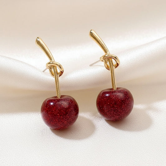 Candy Red Apple Earrings