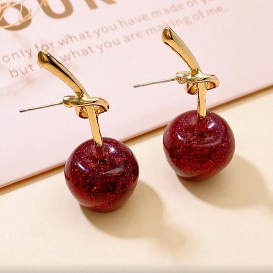 Candy Red Apple Earrings