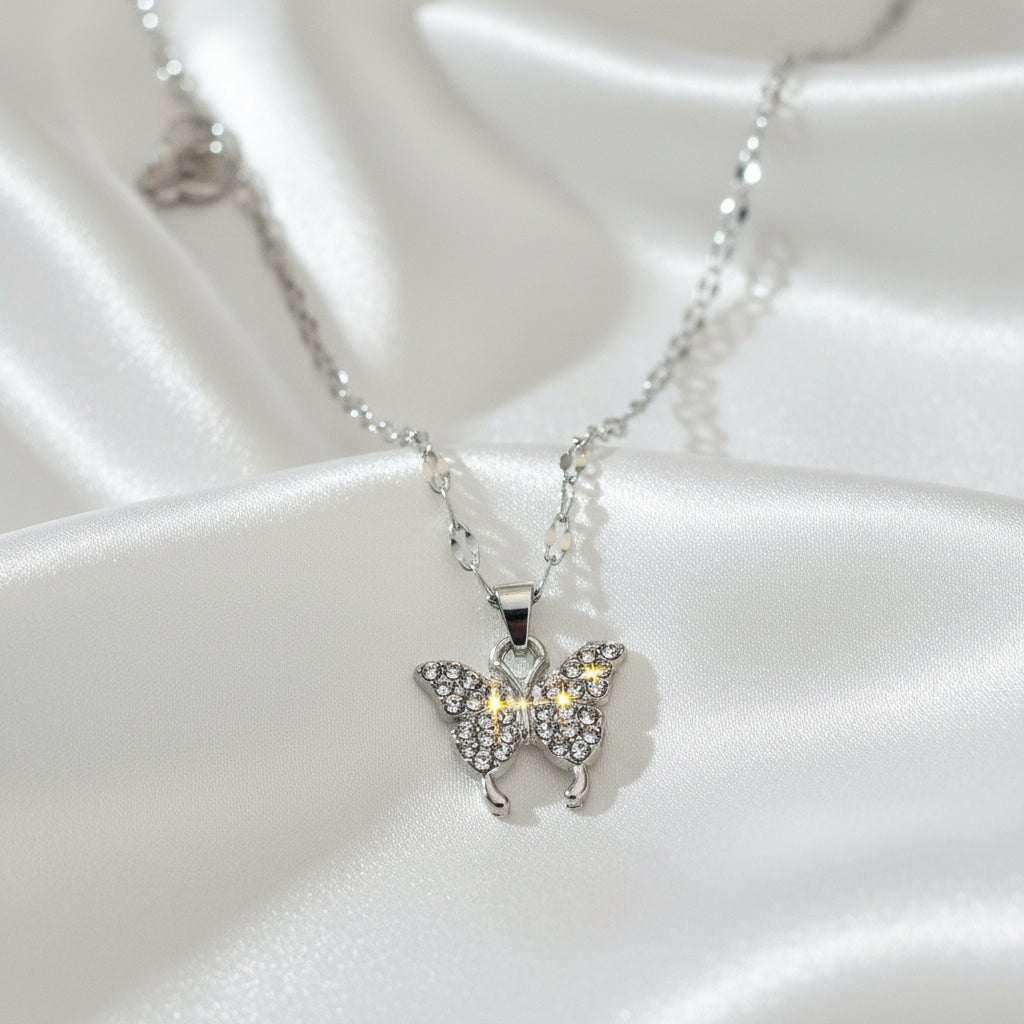 Silver Double Butterfly Necklace