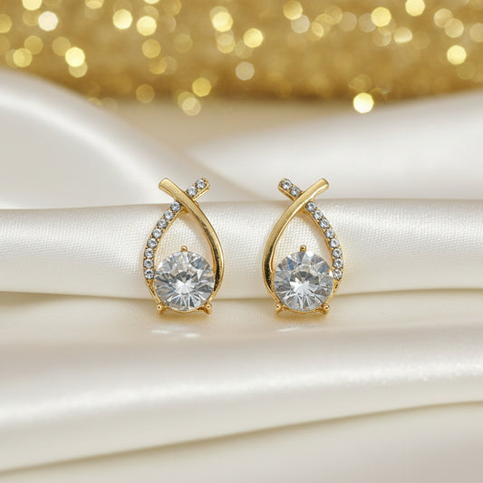 Golden Twist Crystal Earrings