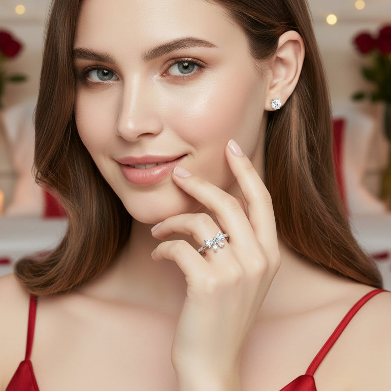 Crystal Bow Adjustable Ring