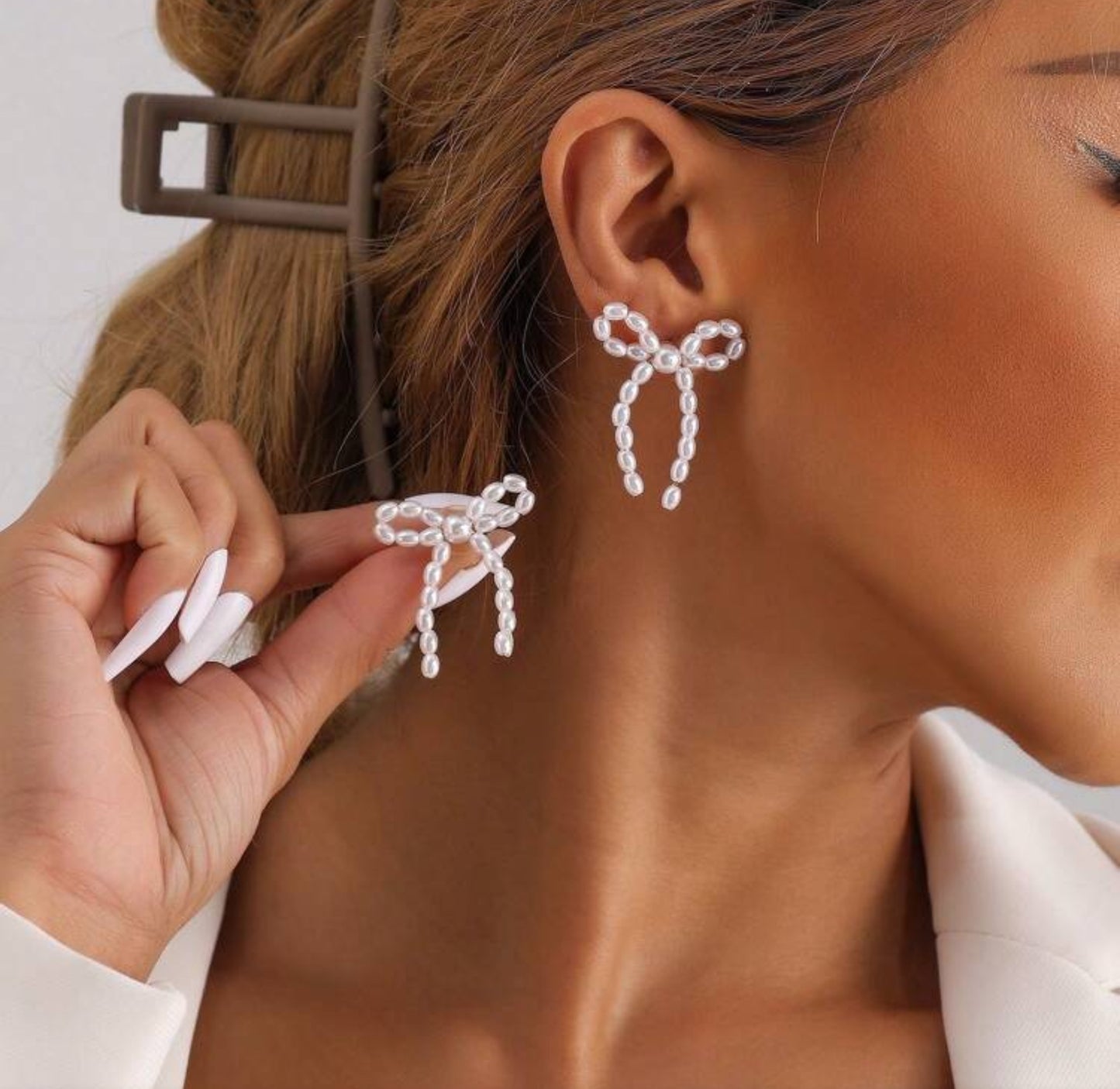 Pearl Bow Earrings