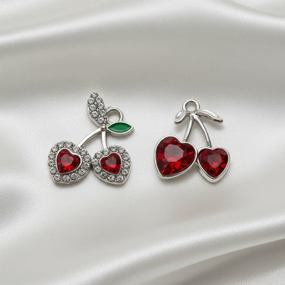 Halo Heart & Smooth Ruby Cherry Duo charms