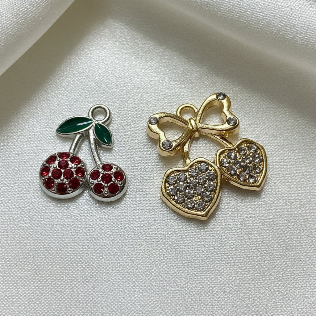 Cherry & Heart Sparkle Duo charms