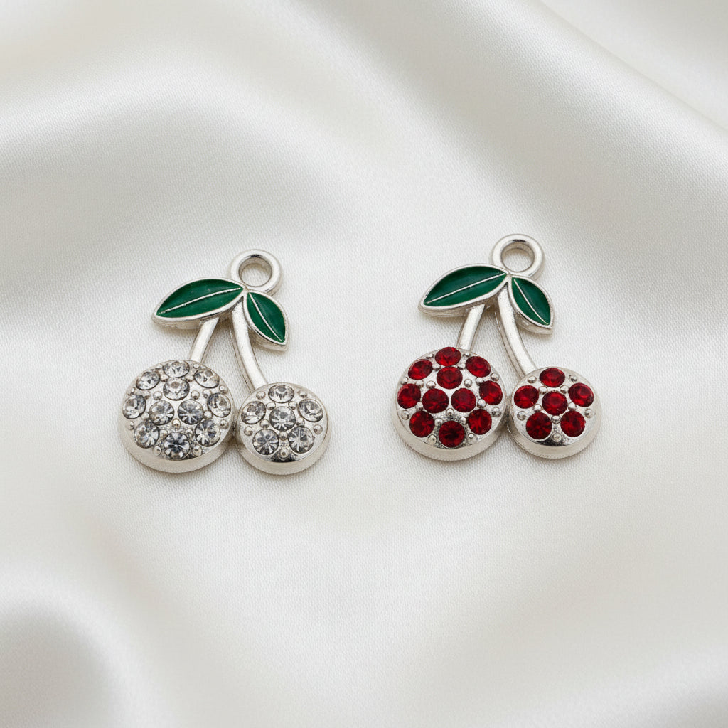 Clear & Red Pavé Cherry Duo charms