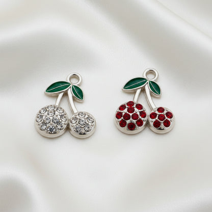 Clear & Red Pavé Cherry Duo charms