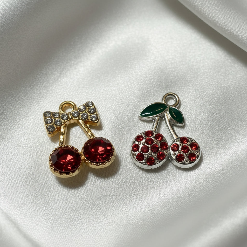 Bow & Leaf Cherry Duo Charms