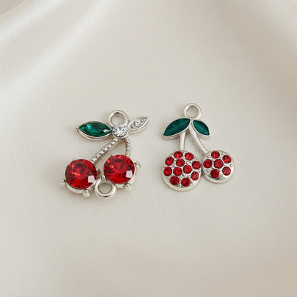 Faceted Red & Pavé Cherry Pair