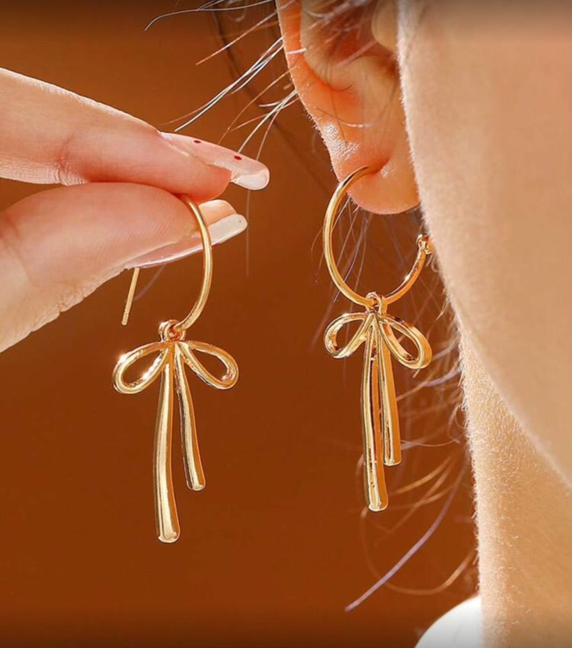 Silver & Gold Ribbon Dangle Earrings