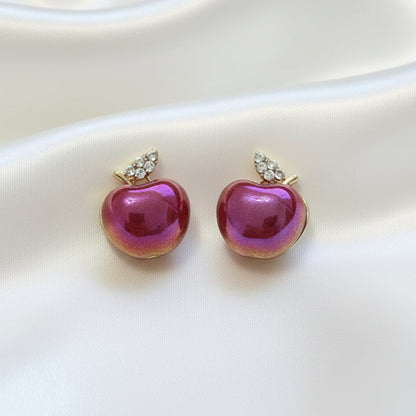 Iridescent Red Apple Earrings