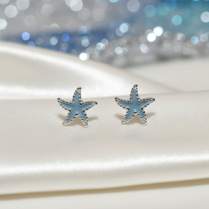 Mini Blue Starfish Earrings