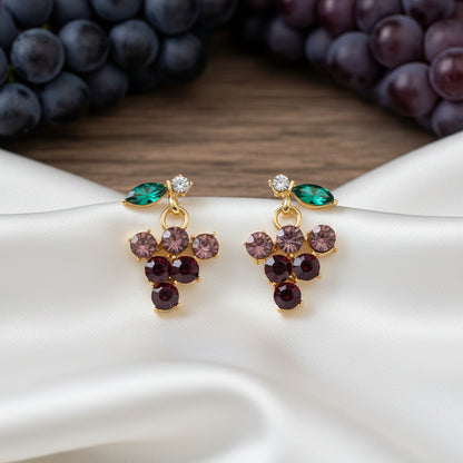 Purple Gemstone Grape Earrings