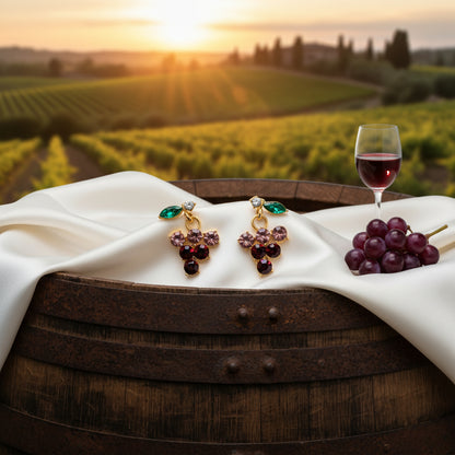Purple Gemstone Grape Earrings