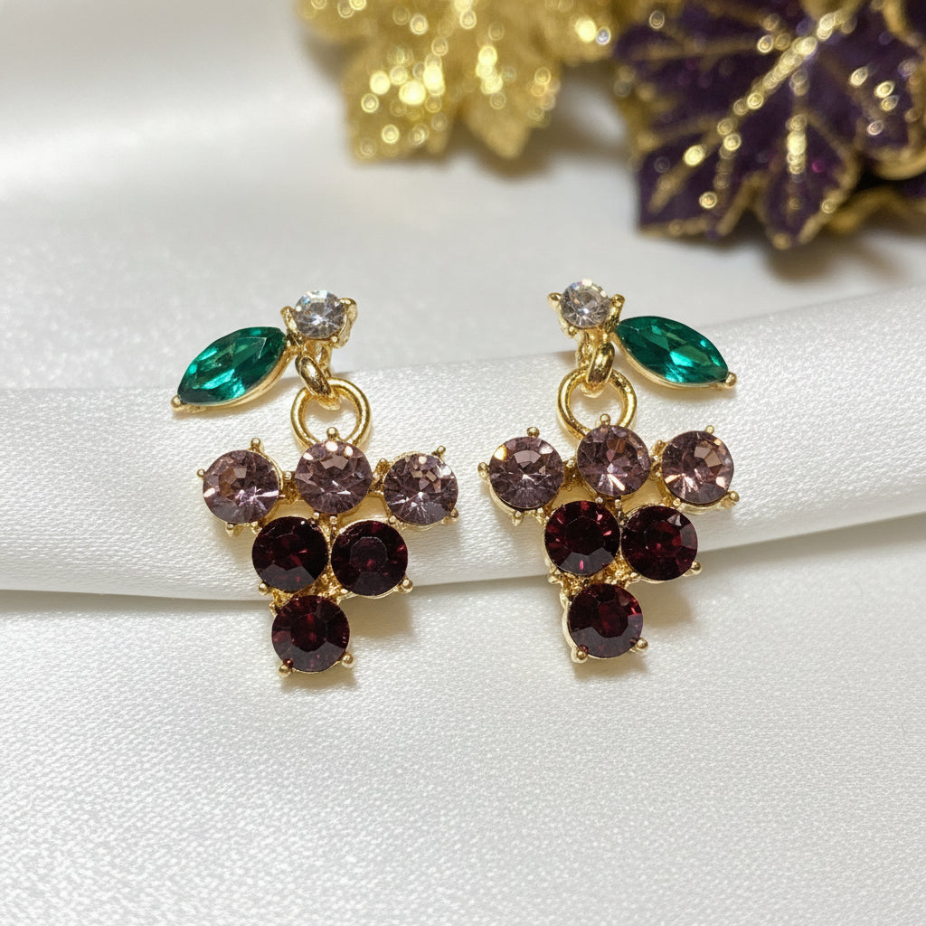 Purple Gemstone Grape Earrings