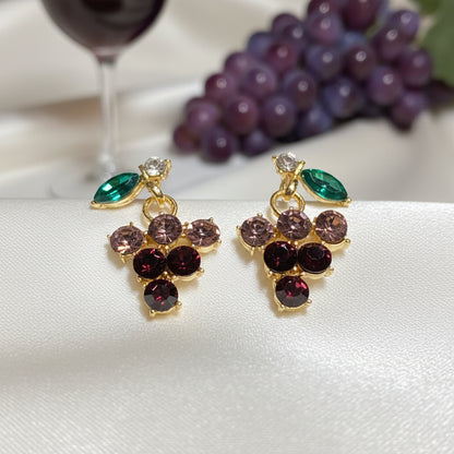 Purple Gemstone Grape Earrings