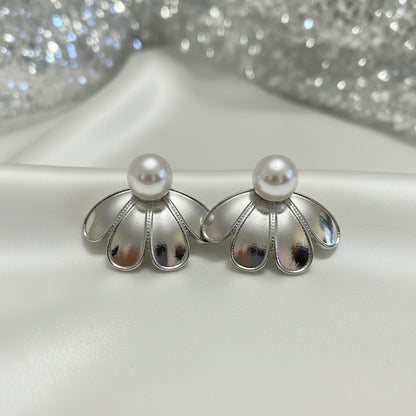 Sculpted Petal Pearl Earrings