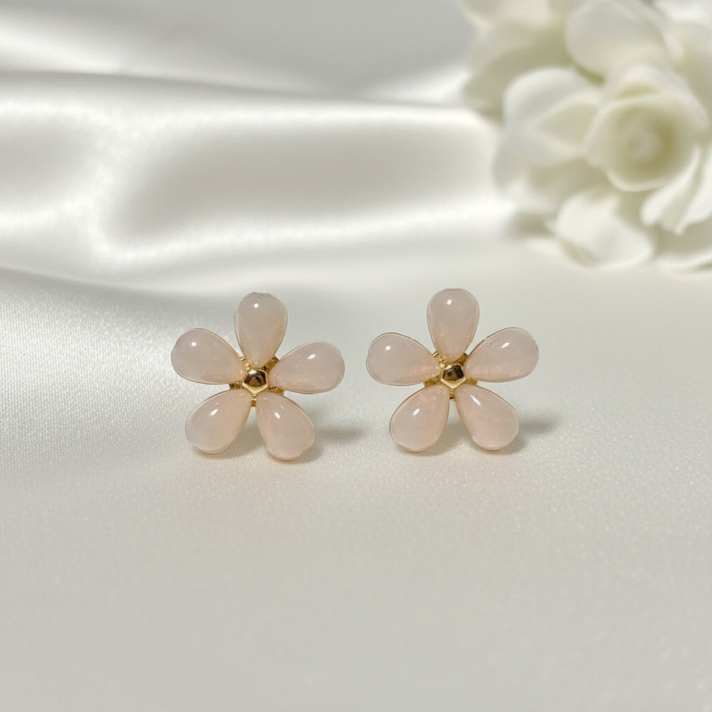 White Petal Flower Earrings