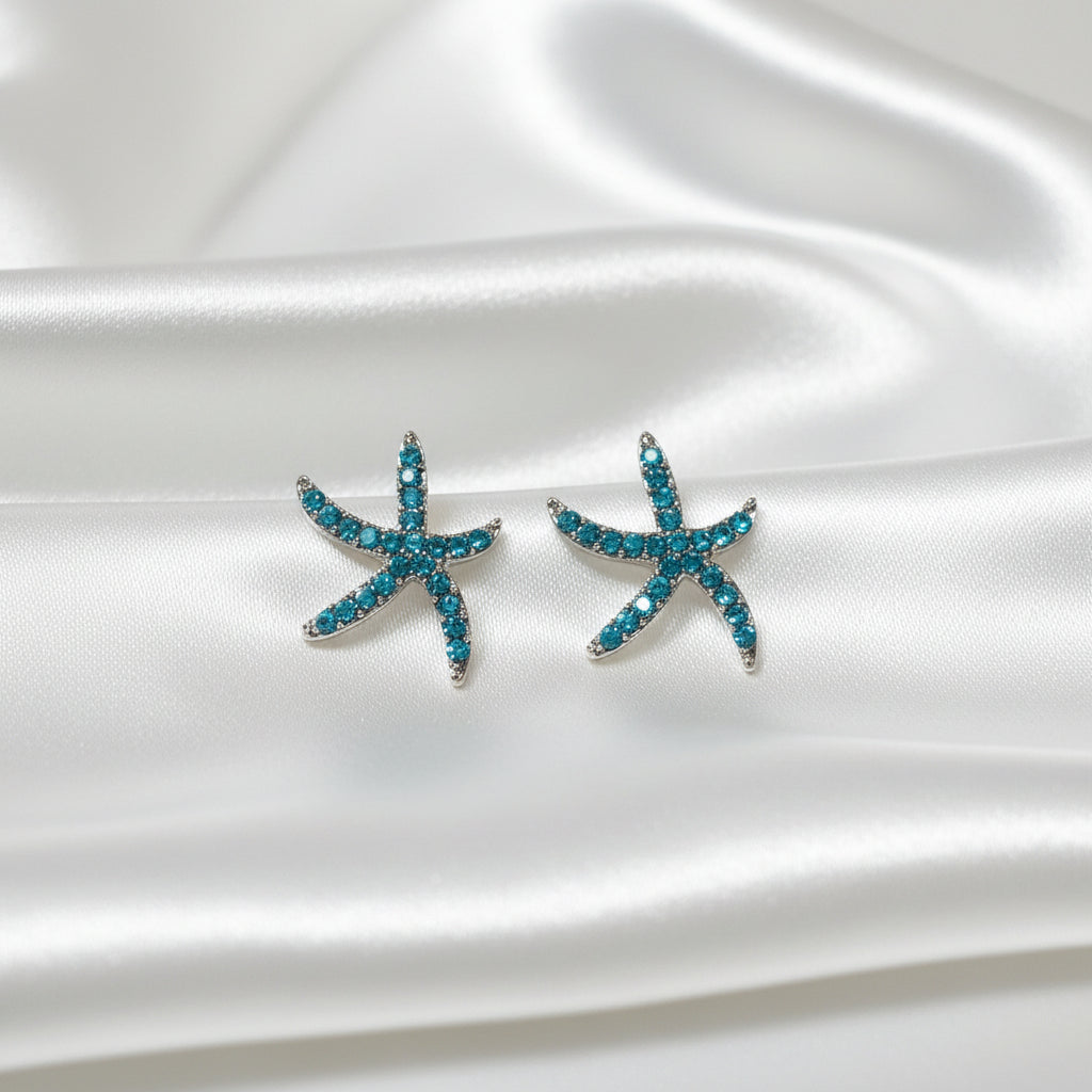 Turquoise Pavé Starfish Earrings