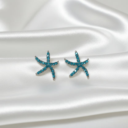 Turquoise Pavé Starfish Earrings