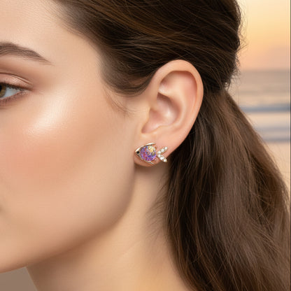 Gold Opalescent Fish Earrings