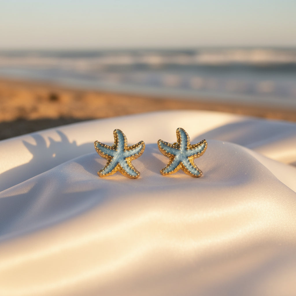 Sky Blue Starfish Earrings