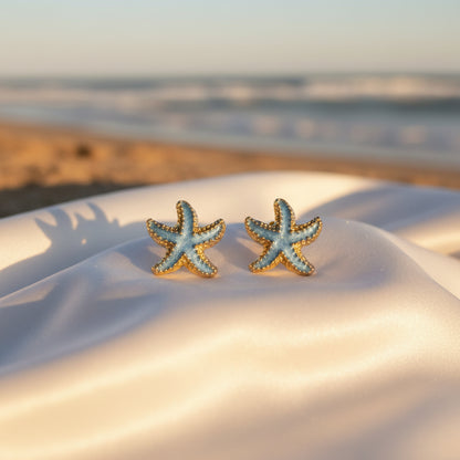 Sky Blue Starfish Earrings