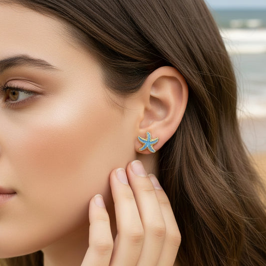 Sky Blue Starfish Earrings