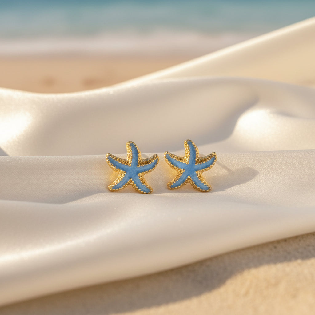Sky Blue Starfish Earrings