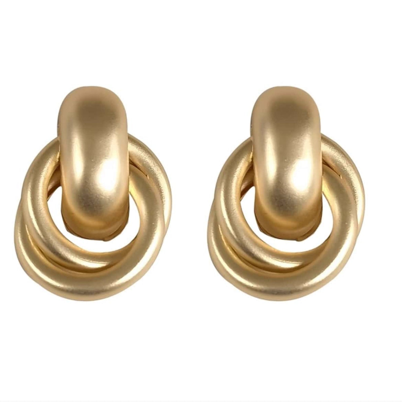 Satin Gold Hoop Earrings on a white background