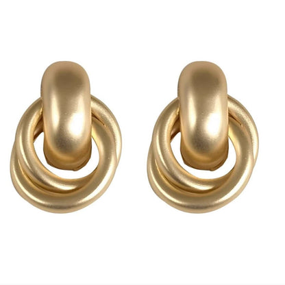 Satin Gold Hoop Earrings on a white background