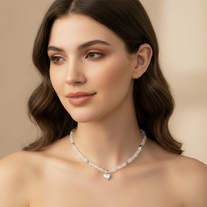 Crystal Heart Beaded Necklace