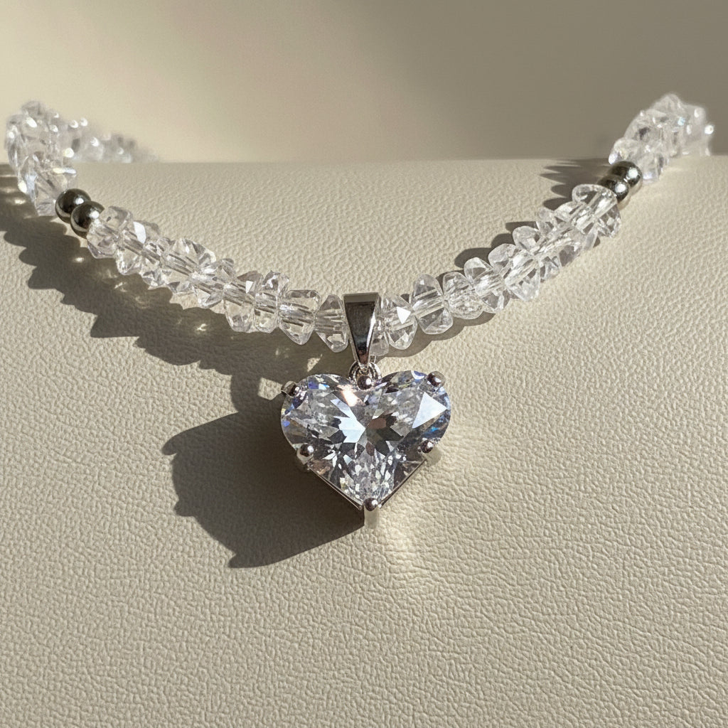 Crystal Heart Beaded Necklace