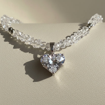 Crystal Heart Beaded Necklace