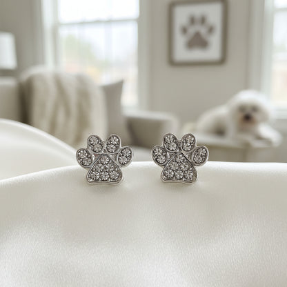 Pavé Paw Print Earrings