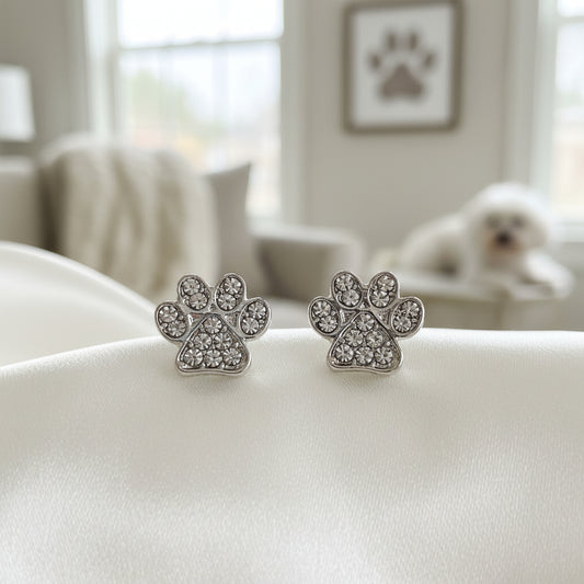 Pavé Paw Print Earrings