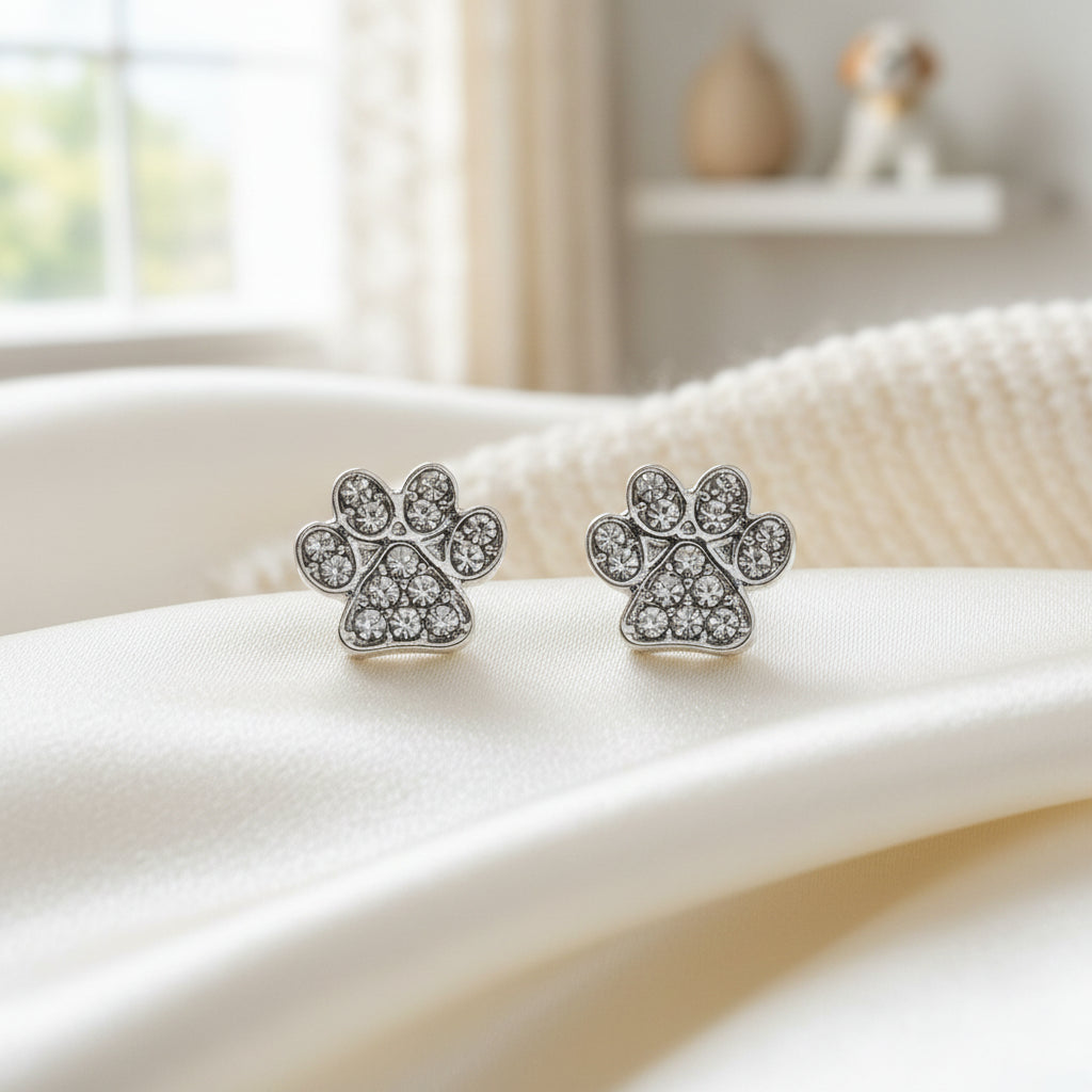 Pavé Paw Print Earrings