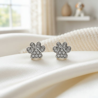 Pavé Paw Print Earrings